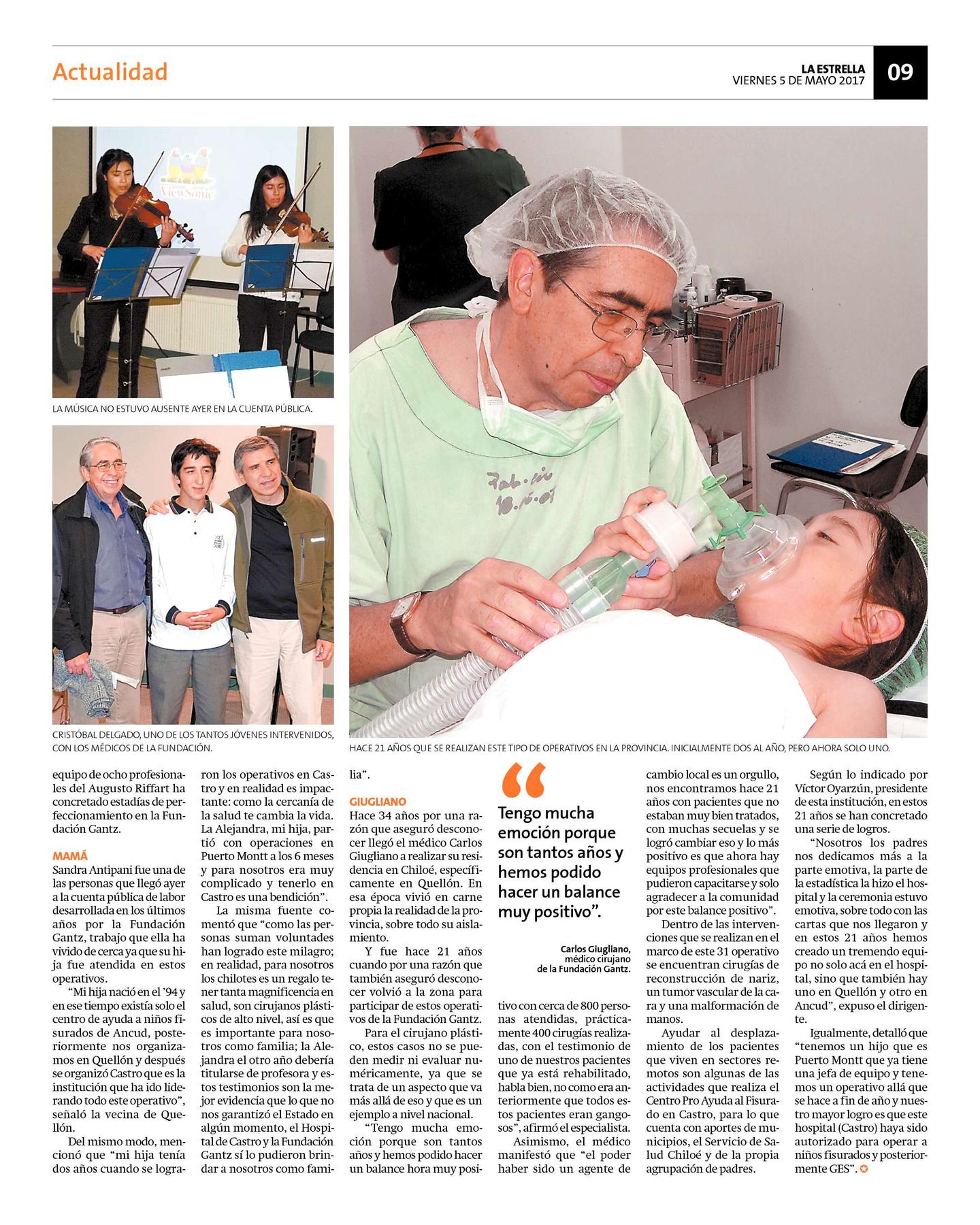 Fundación Gantz, dirigida por Dr. Carlos Giugliano, cumplió 21 años "devolviendo las sonrisas" a niños de Chiloé